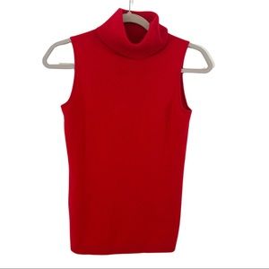 Bloomingdale's Cashmere Women’s Red Sleeveless Top Sweater Turtleneck Sz XS